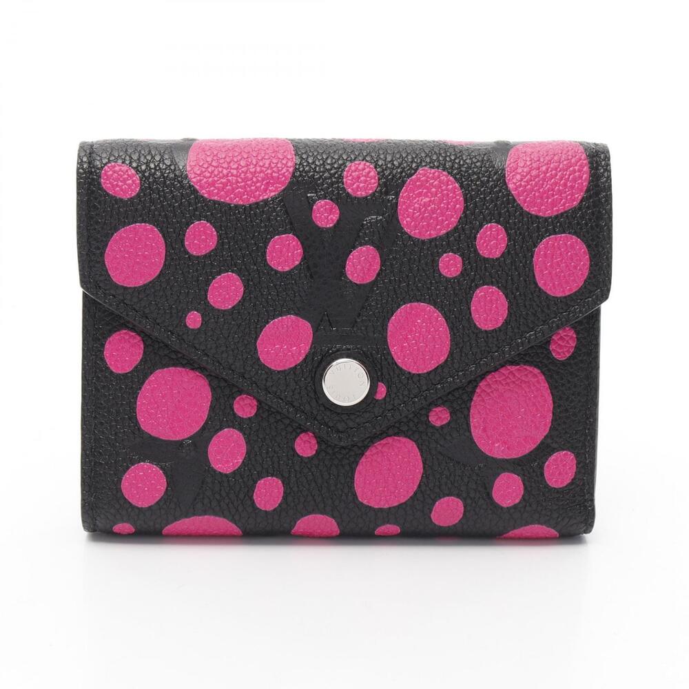 Louis Vuitton Portefeuille Wallet Victorine Bifold Leather Black Pink